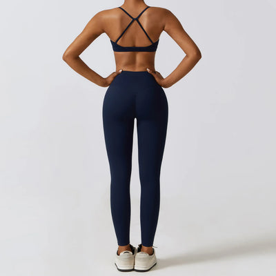 Athletic Wear Women's 2/3Pcs Bra - Long Sleeve Crop Top - Leggings Set