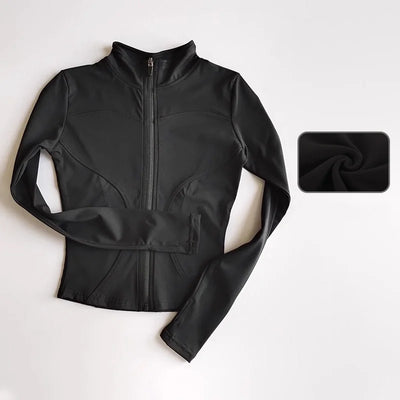 Quick Dry Sports Yoga Long Sleeve Jacket Stand Up Collar