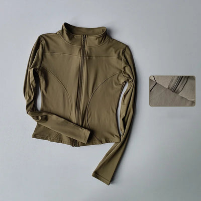 Quick Dry Sports Yoga Long Sleeve Jacket Stand Up Collar