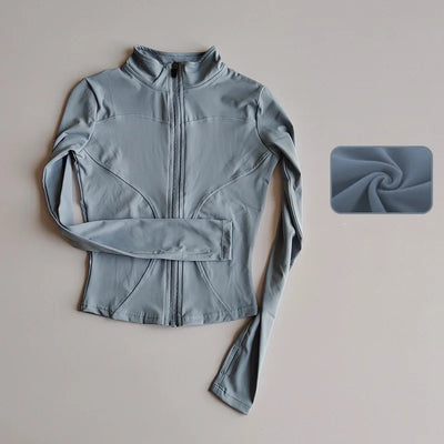 Quick Dry Sports Yoga Long Sleeve Jacket Stand Up Collar