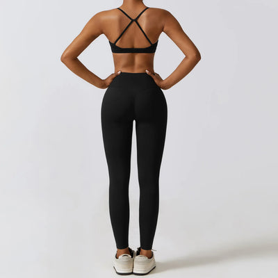 Athletic Wear Women's 2/3Pcs Bra - Long Sleeve Crop Top - Leggings Set