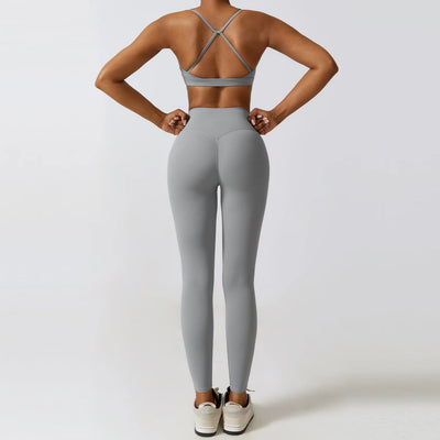 Athletic Wear Women's 2/3Pcs Bra - Long Sleeve Crop Top - Leggings Set