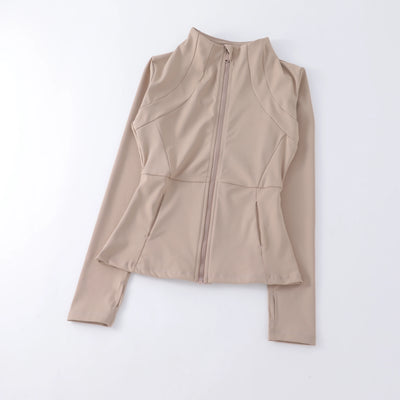 Round High Elastic Loose Jacket - Stand Up Collar Top