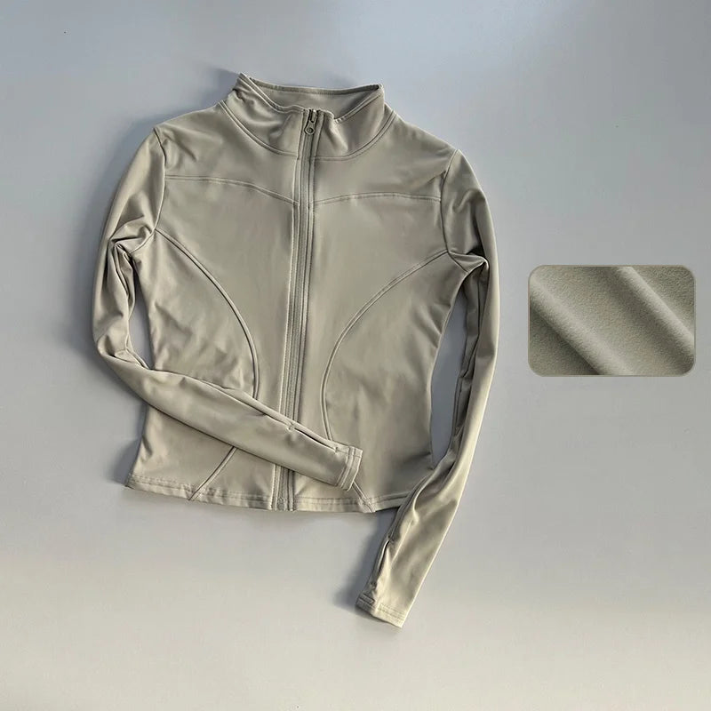 Quick Dry Sports Yoga Long Sleeve Jacket Stand Up Collar
