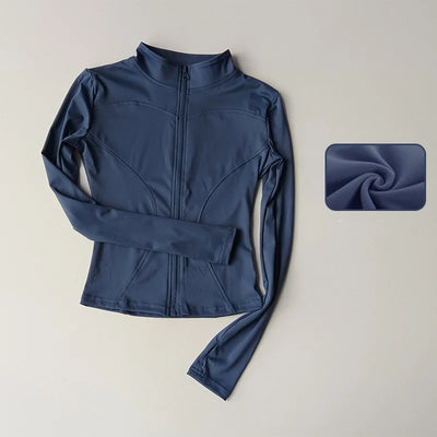 Quick Dry Sports Yoga Long Sleeve Jacket Stand Up Collar