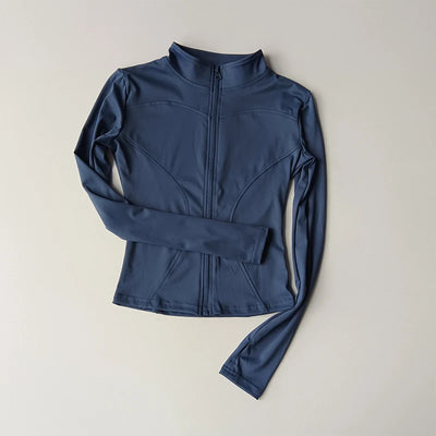 Quick Dry Sports Yoga Long Sleeve Jacket Stand Up Collar