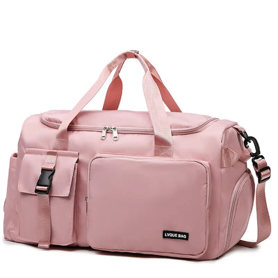 1.	pink waterproof gym bag with shoe compartment for women
2.	girly fitness duffel bag that converts to backpack
3.	cute dry wet separation gym bag for women
4.	women’s convertible workout backpack with wet pocket
5.	stylish gym bag with backpack straps for girls
6.	multi-functional fitness bag for women with dry wet pockets
7.	travel-friendly waterproof gym bag for ladies
8.	backpack duffel bag for gym and swimming women
9.	lightweight workout bag for women with wet compartment
10.	feminine convertible gym