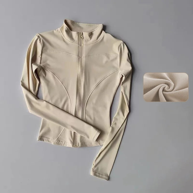Quick Dry Sports Yoga Long Sleeve Jacket Stand Up Collar