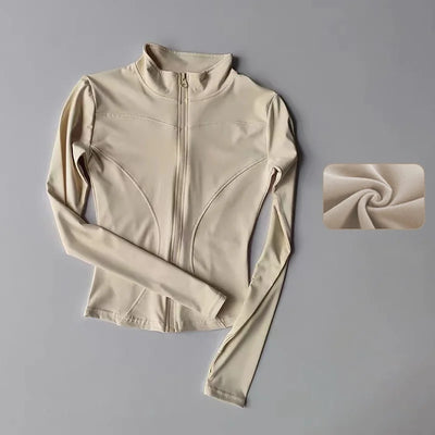 Quick Dry Sports Yoga Long Sleeve Jacket Stand Up Collar