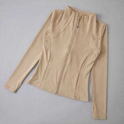 Round High Elastic Loose Jacket - Stand Up Collar Top