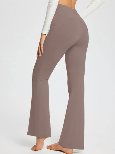 Solid Color Casual Ladies High Waist Slim Wide Leg Yoga Fitness Pants