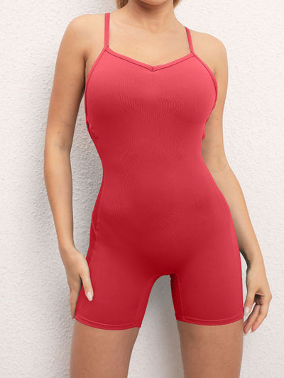 1-Piece Sexy Buttocks Yoga Open Criss Cross Straps Jumpsuit