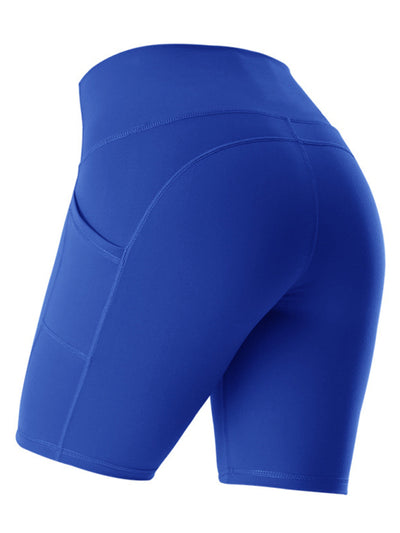 Stitching Five Point Pockets High Waist Hip Lifting Cycling Shorts