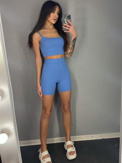 2-Piece High Waist Yoga Gym Top & Shorts Set