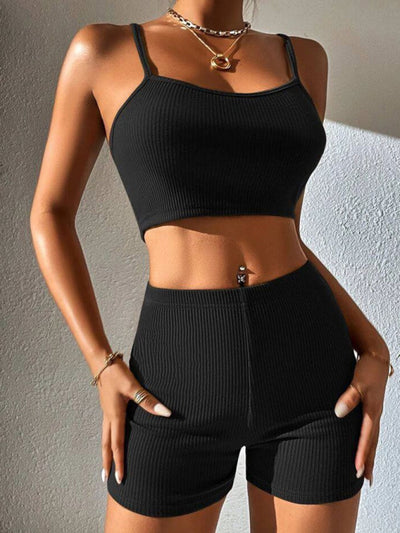 2-Piece High Waist Yoga Gym Top & Shorts Set