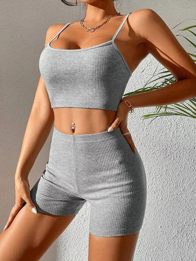 2-Piece High Waist Yoga Gym Top & Shorts Set