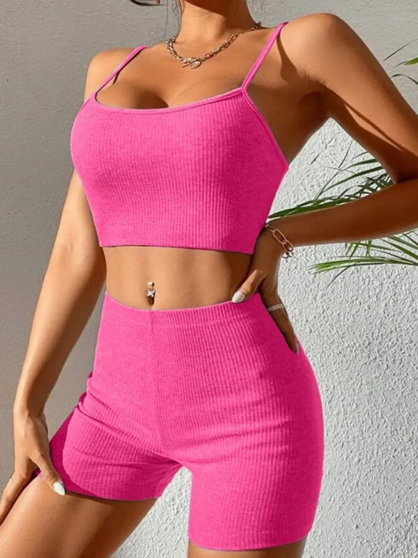 2-Piece High Waist Yoga Gym Top & Shorts Set