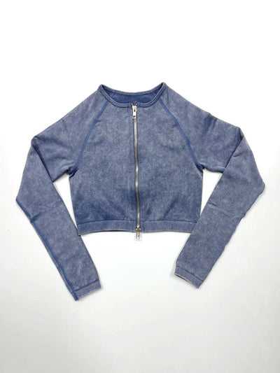 Multi-Color Fitness Long Sleeve Zipper Jacket & Leggings Set