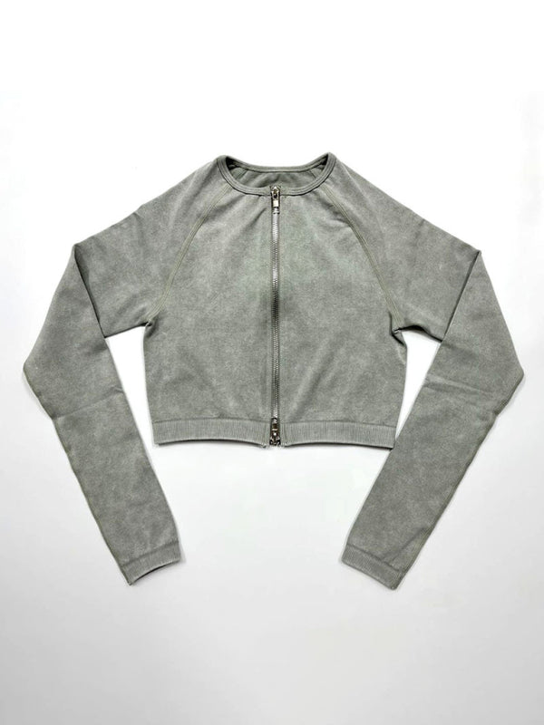 Multi-Color Fitness Long Sleeve Zipper Jacket & Leggings Set