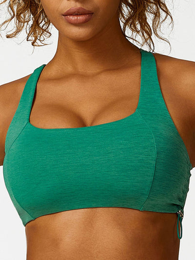 Drawstring Breathable Yoga Solid Color Sports Bra