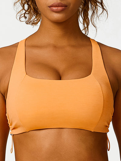 Drawstring Breathable Yoga Solid Color Sports Bra