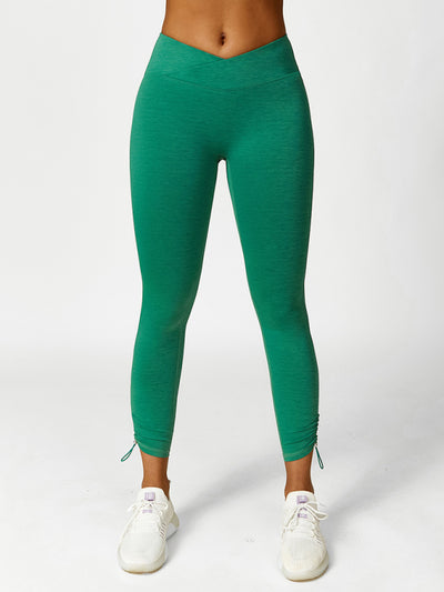 Drawstring Breathable Solid Color Workout Leggings