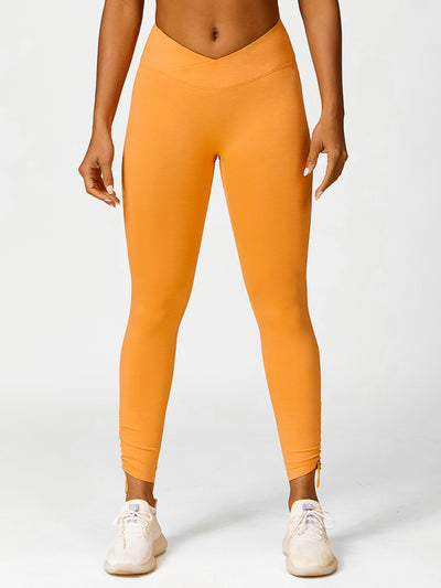 Drawstring Breathable Solid Color Workout Leggings