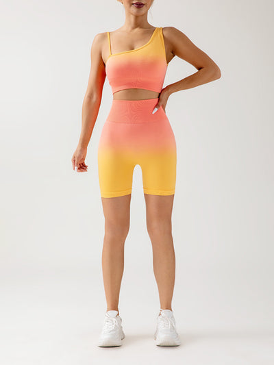 Gradient Seamless Breathable Sports Yoga Shorts & Top Set
