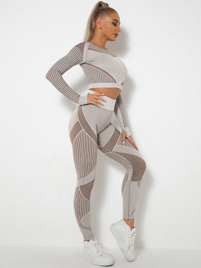 Seamless long sleeve yoga set with quick-drying fabric

Striped seamless yoga outfit for women gym wear

Women’s quick-dry long sleeve yoga workout set

Two-piece yoga set with striped leggings and top

High waisted seamless yoga pants and long sleeve top

Breathable quick-dry yoga set with compression fit

Seamless workout clothes for women long sleeve and pants

Moisture-wicking long sleeve athletic yoga suit for women

Matching yoga set with striped long sleeve top and leggings

Seamless fitness outfit f