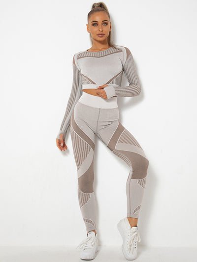 Seamless long sleeve yoga set with quick-drying fabric

Striped seamless yoga outfit for women gym wear

Women’s quick-dry long sleeve yoga workout set

Two-piece yoga set with striped leggings and top

High waisted seamless yoga pants and long sleeve top

Breathable quick-dry yoga set with compression fit

Seamless workout clothes for women long sleeve and pants

Moisture-wicking long sleeve athletic yoga suit for women

Matching yoga set with striped long sleeve top and leggings

Seamless fitness outfit f