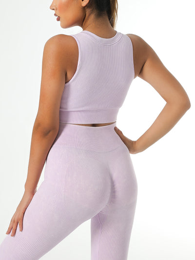 Zipper Yoga Sport Tank Top Solid Color