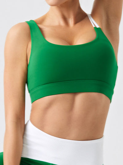 Eco-Friendly Recycled Fabric Contrast Color Yoga Sports Bra