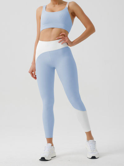 Recycled Fabric Light Color Contrast Yoga Sports Bra