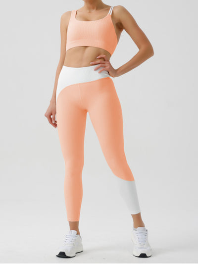 Recycled Fabric Light Color Contrast Yoga Sports Bra