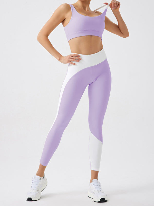 Recycled Fabric Light Color Contrast Yoga Sports Bra
