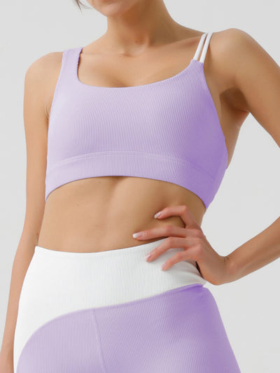 Recycled Fabric Light Color Contrast Yoga Sports Bra