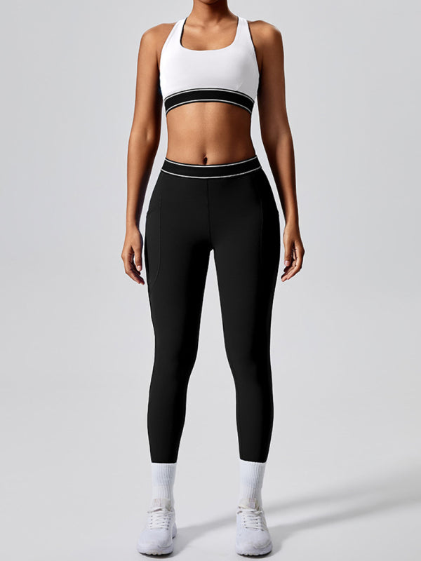 Contrast color yoga pants fitness leggings