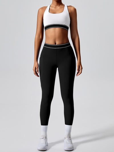 Contrast color yoga pants fitness leggings