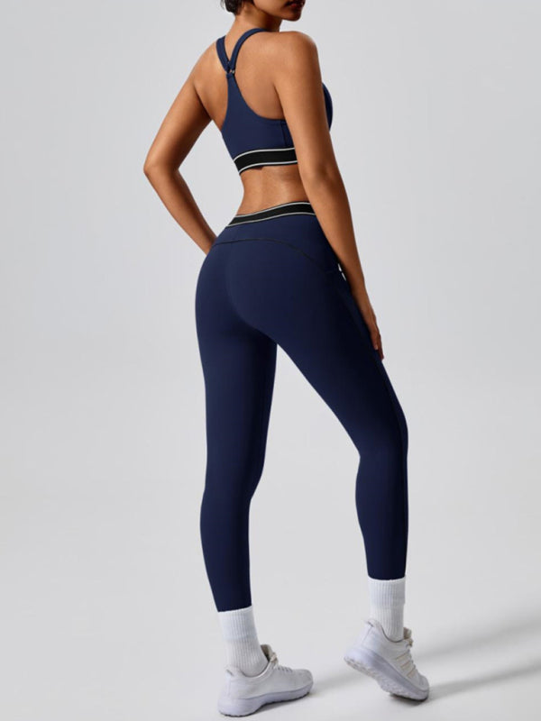 Contrast color yoga pants fitness leggings