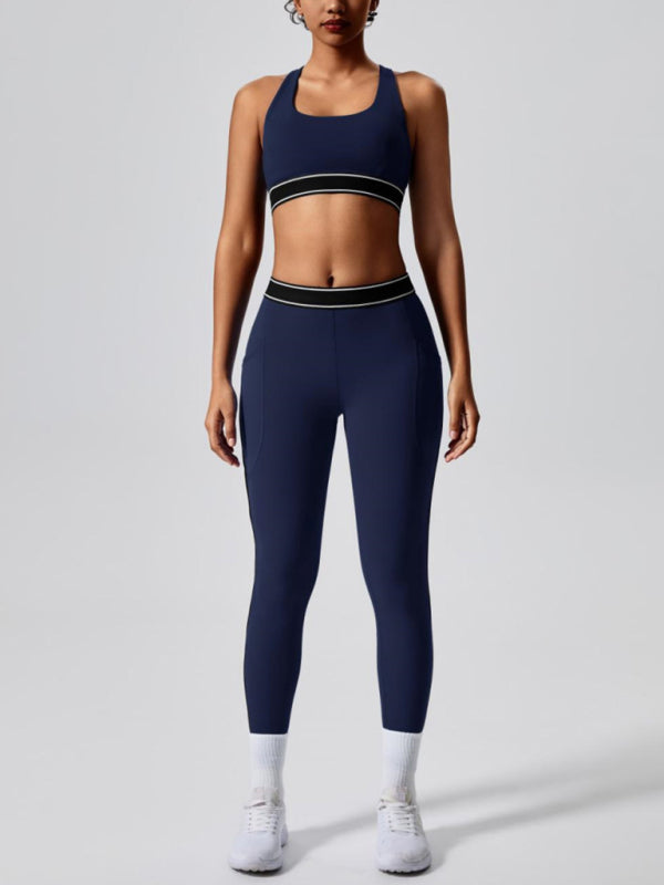 Contrast color yoga pants fitness leggings