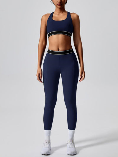Contrast color yoga pants fitness leggings