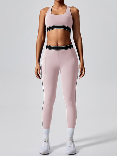 Contrast color yoga pants fitness leggings