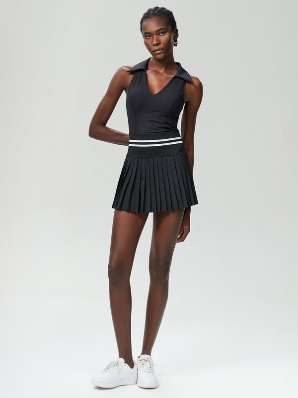 Two-Piece Fitness Tennis Skirt Suit Set
