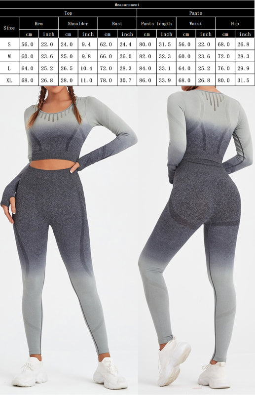 Gradient Long Sleeve Yoga Top & High Waist Legging Set