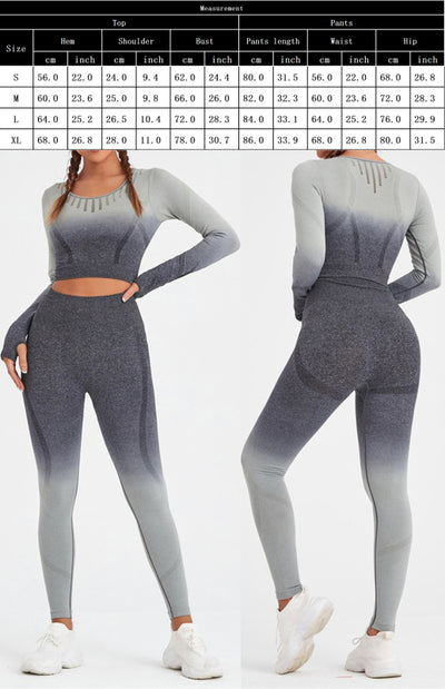 Gradient Long Sleeve Yoga Top & High Waist Legging Set
