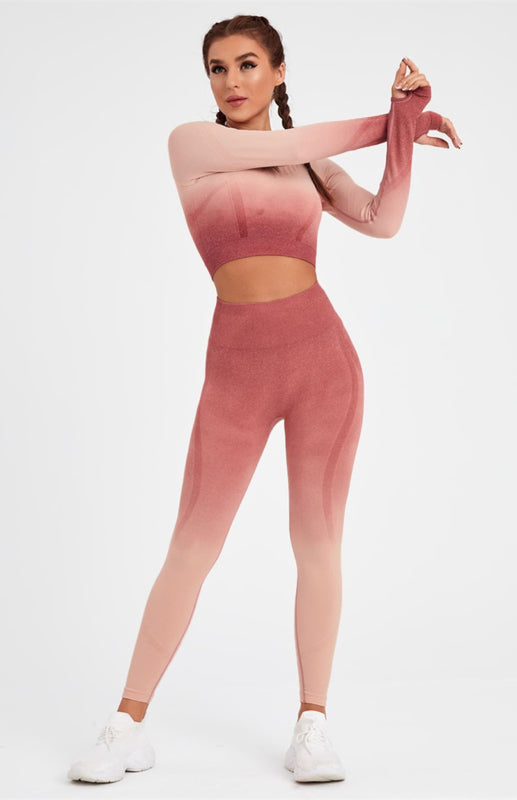 Gradient Long Sleeve Yoga Outfit for Women

High Waist Legging and Yoga Top Matching Set

Seamless Gradient Yoga Set Long Sleeve Top

2 Piece Gradient Workout Set for Women

High Waist Compression Leggings and Top Set

Womens Gradient Athletic Set Long Sleeve

Gradient Yoga Legging and Crop Top Set

Long Sleeve Gym Set for Women Gradient Color

Gradient Sportswear Set with High Waist Leggings

Breathable Gradient Yoga Outfit for Women