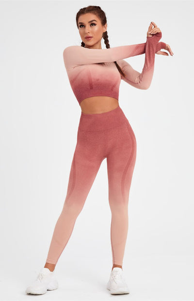 Gradient Long Sleeve Yoga Outfit for Women

High Waist Legging and Yoga Top Matching Set

Seamless Gradient Yoga Set Long Sleeve Top

2 Piece Gradient Workout Set for Women

High Waist Compression Leggings and Top Set

Womens Gradient Athletic Set Long Sleeve

Gradient Yoga Legging and Crop Top Set

Long Sleeve Gym Set for Women Gradient Color

Gradient Sportswear Set with High Waist Leggings

Breathable Gradient Yoga Outfit for Women