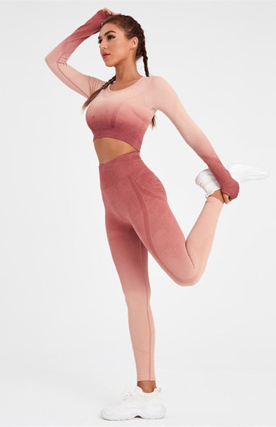 Gradient Long Sleeve Yoga Outfit for Women

High Waist Legging and Yoga Top Matching Set

Seamless Gradient Yoga Set Long Sleeve Top

2 Piece Gradient Workout Set for Women

High Waist Compression Leggings and Top Set

Womens Gradient Athletic Set Long Sleeve

Gradient Yoga Legging and Crop Top Set

Long Sleeve Gym Set for Women Gradient Color

Gradient Sportswear Set with High Waist Leggings

Breathable Gradient Yoga Outfit for Women