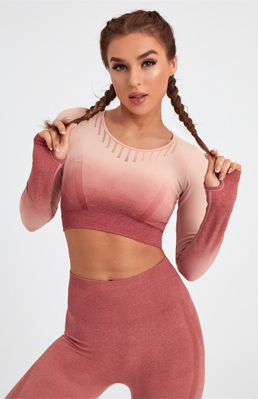 Gradient Long Sleeve Yoga Outfit for Women

High Waist Legging and Yoga Top Matching Set

Seamless Gradient Yoga Set Long Sleeve Top

2 Piece Gradient Workout Set for Women

High Waist Compression Leggings and Top Set

Womens Gradient Athletic Set Long Sleeve

Gradient Yoga Legging and Crop Top Set

Long Sleeve Gym Set for Women Gradient Color

Gradient Sportswear Set with High Waist Leggings

Breathable Gradient Yoga Outfit for Women