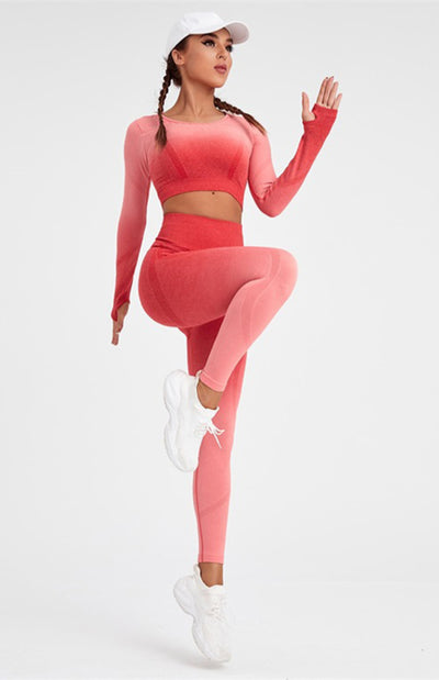 Gradient Long Sleeve Yoga Outfit for Women

High Waist Legging and Yoga Top Matching Set

Seamless Gradient Yoga Set Long Sleeve Top

2 Piece Gradient Workout Set for Women

High Waist Compression Leggings and Top Set

Womens Gradient Athletic Set Long Sleeve

Gradient Yoga Legging and Crop Top Set

Long Sleeve Gym Set for Women Gradient Color

Gradient Sportswear Set with High Waist Leggings

Breathable Gradient Yoga Outfit for Women